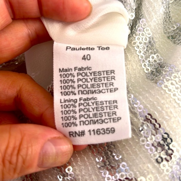 American Retro Sparkly Sequin Top Short Sleeve Glitter Party Disco Shirt Blouse - Picture 13 of 13